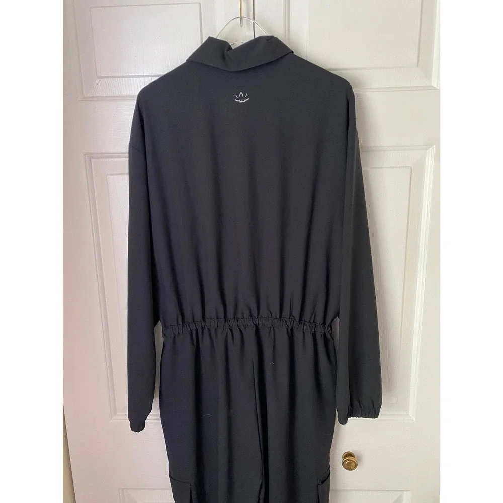Beyond Yoga City Chic Cargo Jumpsuit Women S Black Long SleeveDrawstring Utility